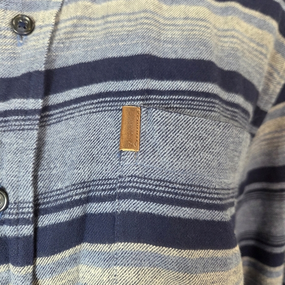 Chaps Blue Striped Flannel Men's Shirt Size Med - Picture 8 of 8